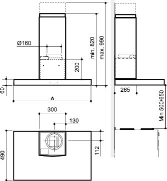 Images Dimensions - 782-10/B STIL Wall 900 steel - Systemair
