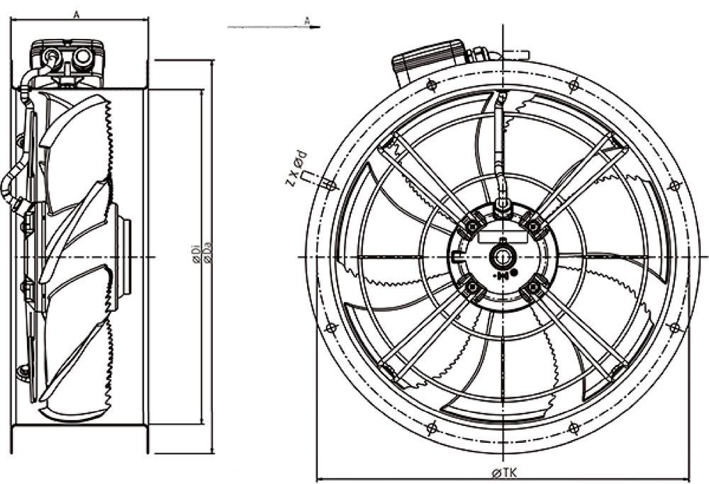 Images Dimensions - AR 315E4 sileo Axial fan - Systemair