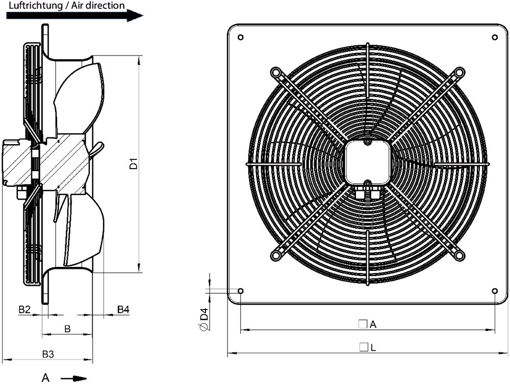Images Dimensions - AW 450 EC sileo Axial fan - Systemair