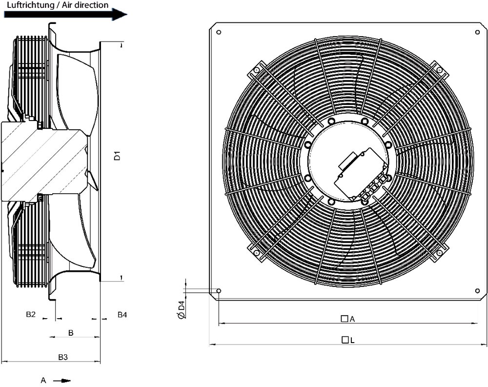 Images Dimensions - AW 710D-L EC sileo Axial fan - Systemair