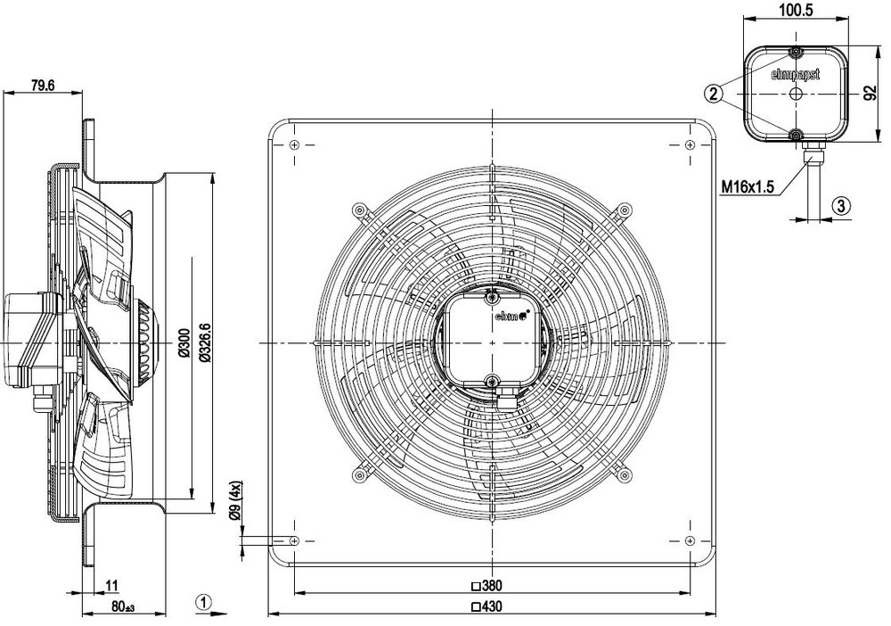 Images Dimensions - AW 300E4 sileo Axial fan - Systemair