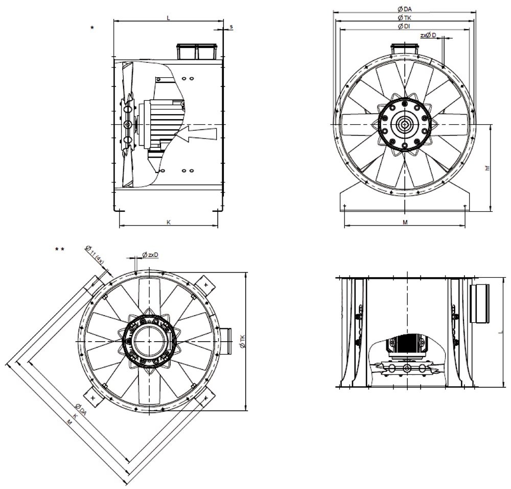 AXC 1250 (B) - Smoke extract Axial fans - Systemair