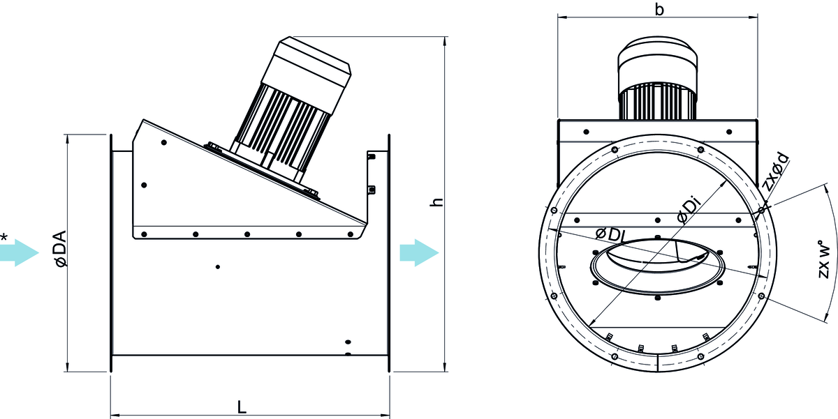 AXZENT Dimensions Axzent Scale Airflow Direction