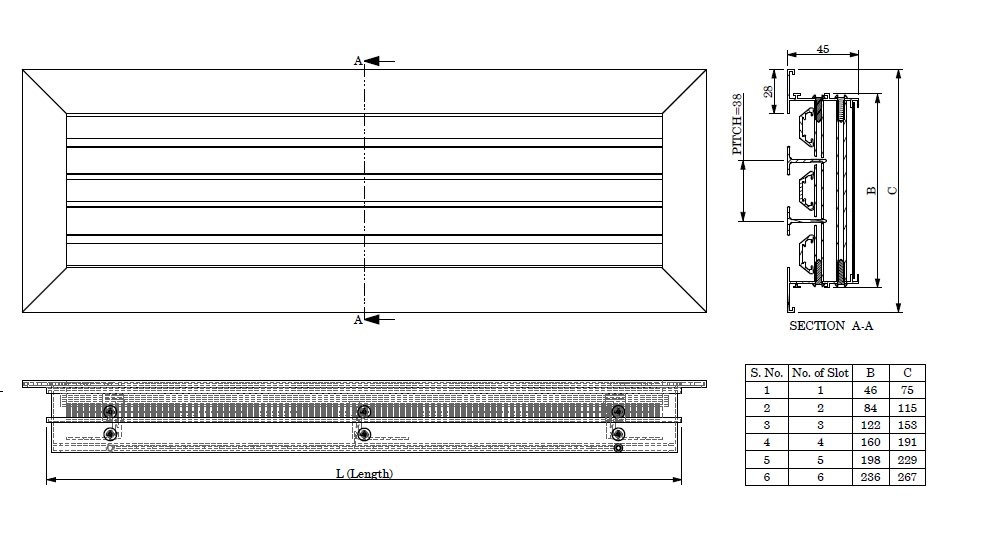 Slot Diffuser CSF (RS1) 4 Linear diffusers Systemair