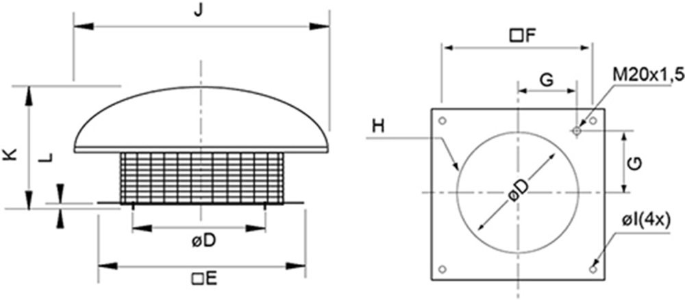 Images Dimensions - DHS 355E4 sileo ventilátor - Systemair