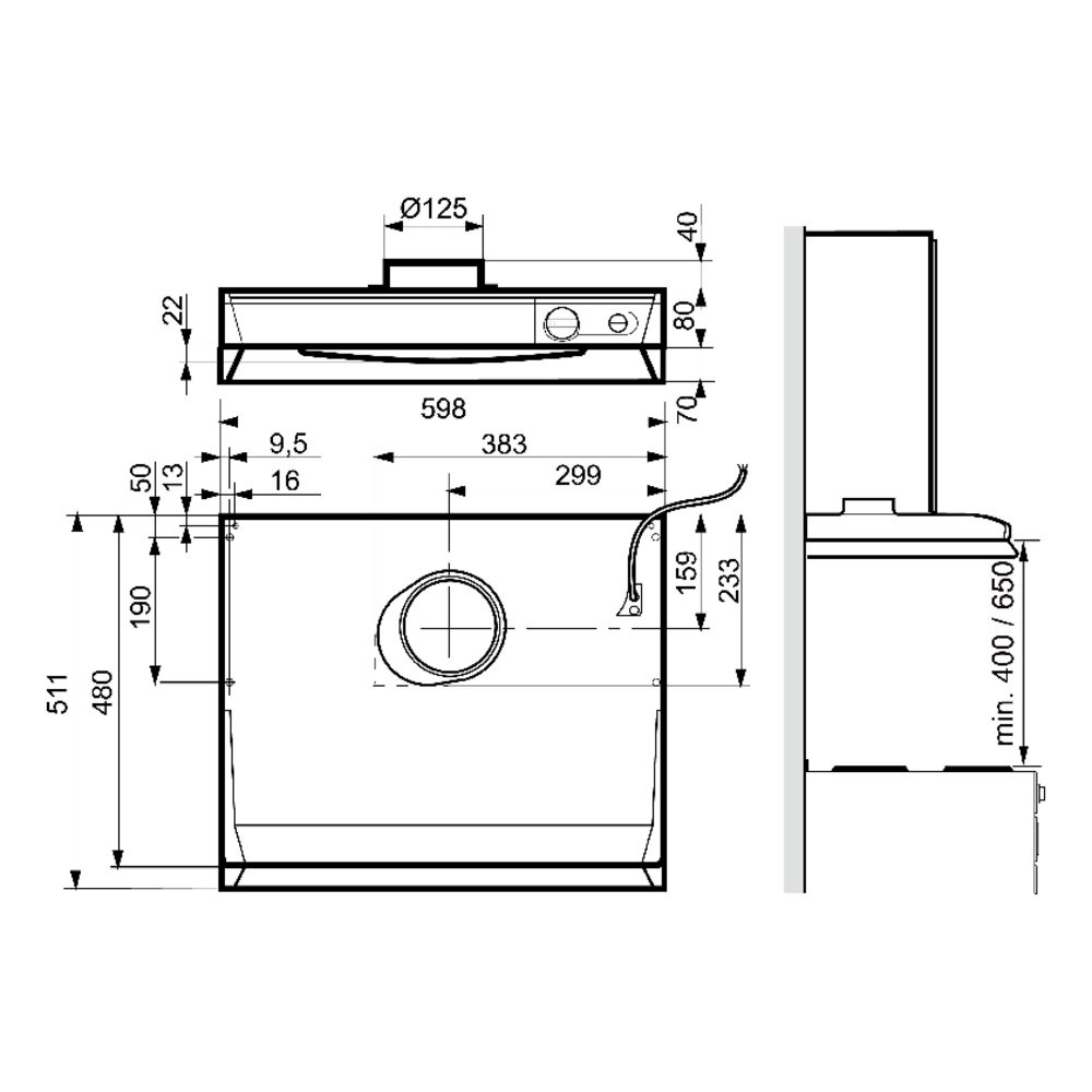 Images Dimensions - 251-10/B Cookerhood Stainless - Systemair