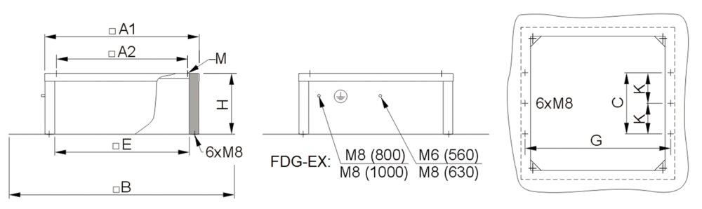 Images Dimensions - FDG/F 500-560 flat roof socket - Systemair