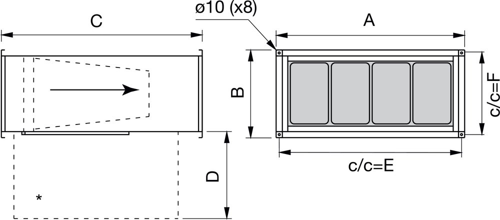 Images Dimensions - FFK 100-50 filter cassette - Systemair