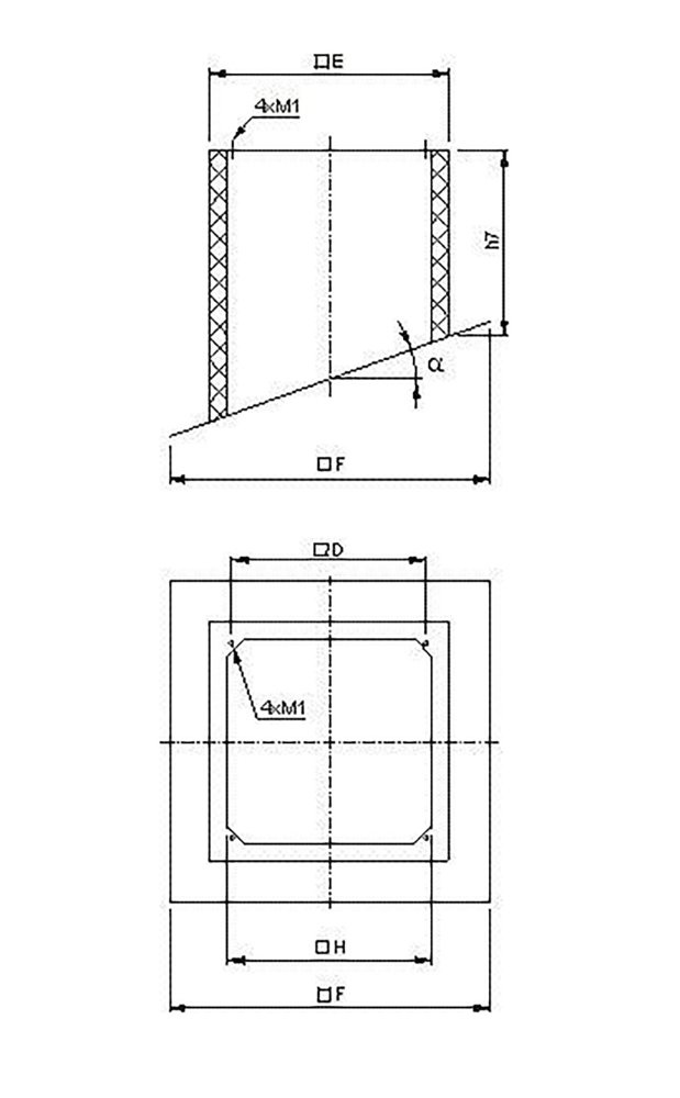 Images Dimensions - SDS 190/225 slant. roof socket - Systemair