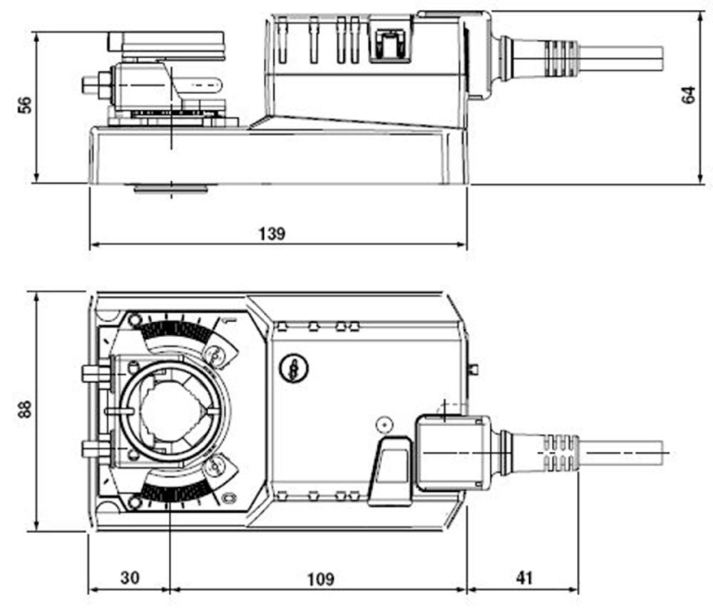 Images Dimensions - SM24A Damper actuator - Systemair