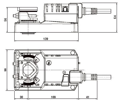 Images Dimensions - SM24A-SR Damper actuator - Systemair