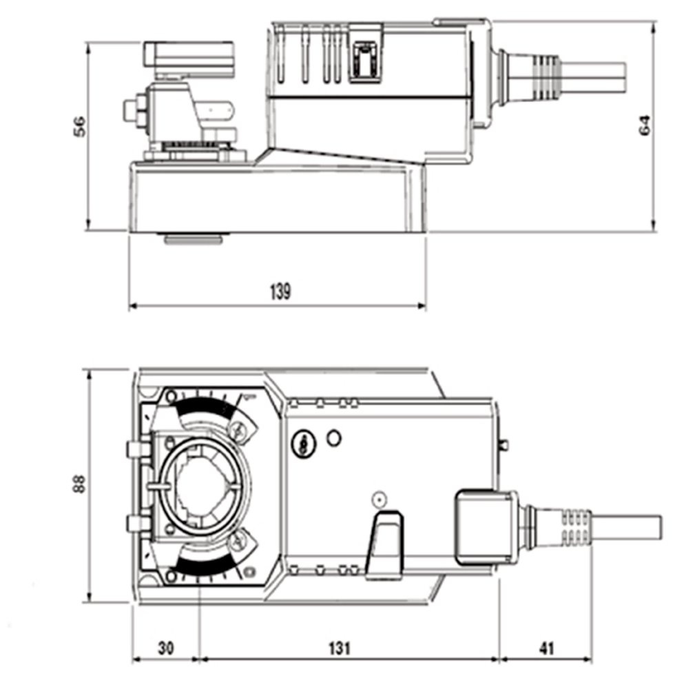 Images Dimensions - SM230ASR Damper actuator - Systemair
