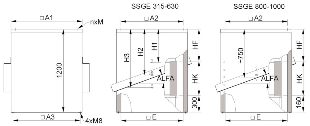 Images Dimensions - SSGE/F 315-355 socket silencer - Systemair