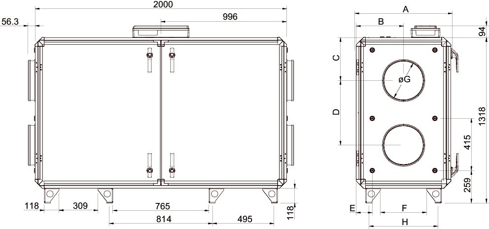 Images Dimensions - Topvex SC25-L-EL9,6-B - Systemair