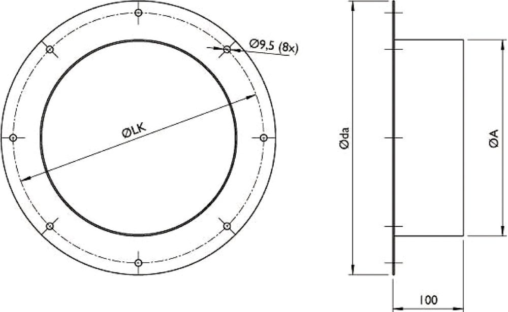 Images Dimensions - UGF 280 Transition flange - Systemair