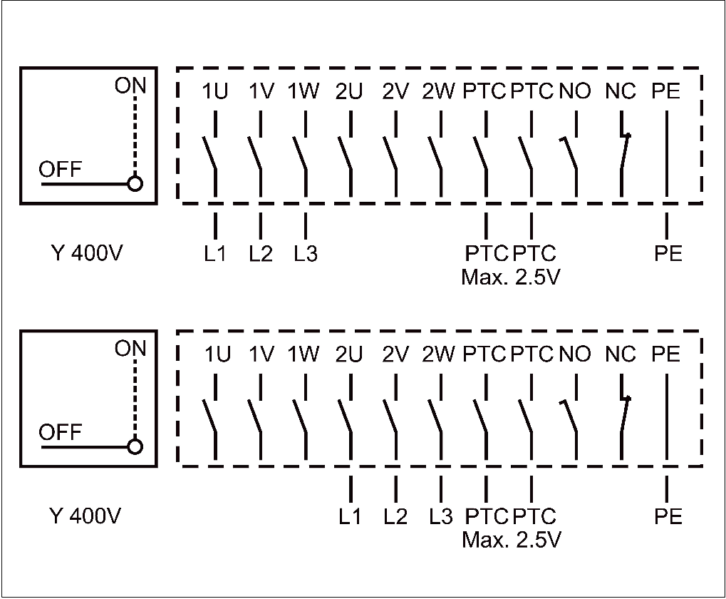 DVV Bekötés Wiring Dvv Dvg Rs Y Y Ptc 400v 02