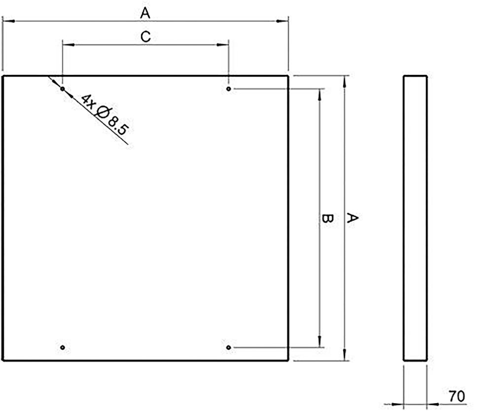 Images Dimensions - WSD 100 (1060x1060x70) compl. - Systemair